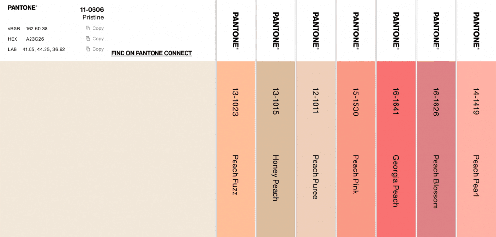 Pcha Color Paleta Peach Plethora - PANTONE